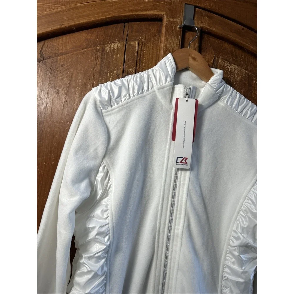 NWT Women's Cutter and Buck Golf Full Zip Jacket Sz Large Pockets Side Ruching‎